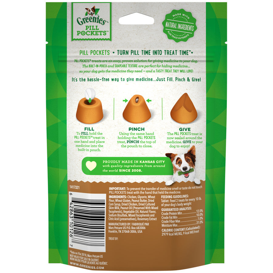 Greenies Canine Pill Pockets Peanut Butter Tablet 3.2 oz