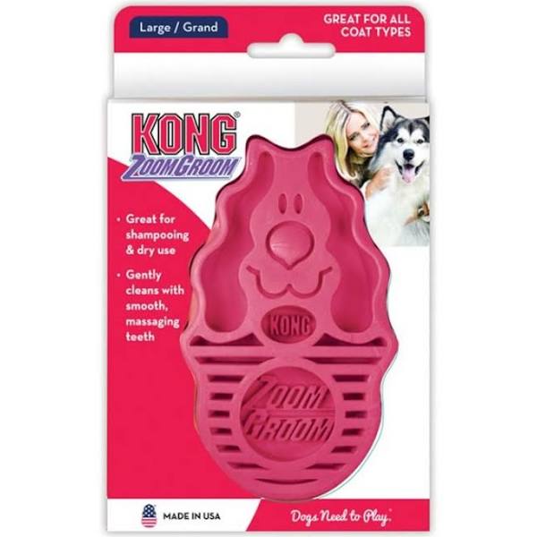 Kong ZoomGroom Dog Brush - Raspberry Large (For all Dogs)