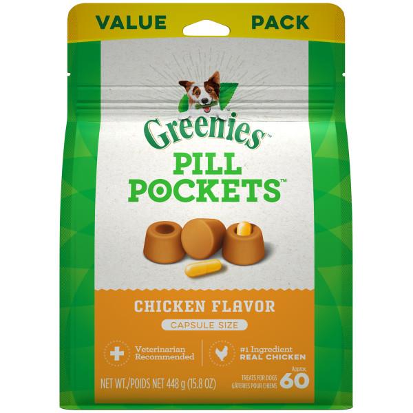 Greenies Pill Pocket Treats Value Bag Chicken Flavor Capsule 15.8 oz