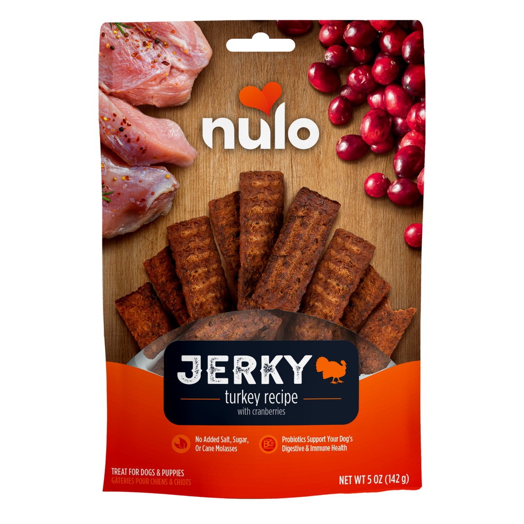 Nulo Freestyle Grain-Free-Jerky Strip Dog Treats Turkey w/Cranberry 5 oz