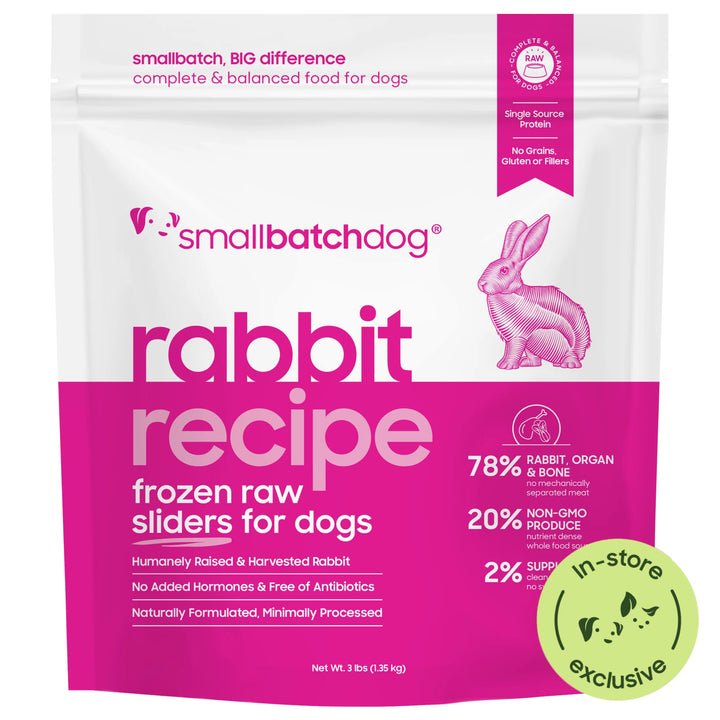 Small Batch Dog Frozen Rabbit Patties 6lbs - SFW