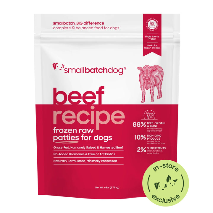 Small Batch Dog Frozen Beef Patties 18lbs - SFW