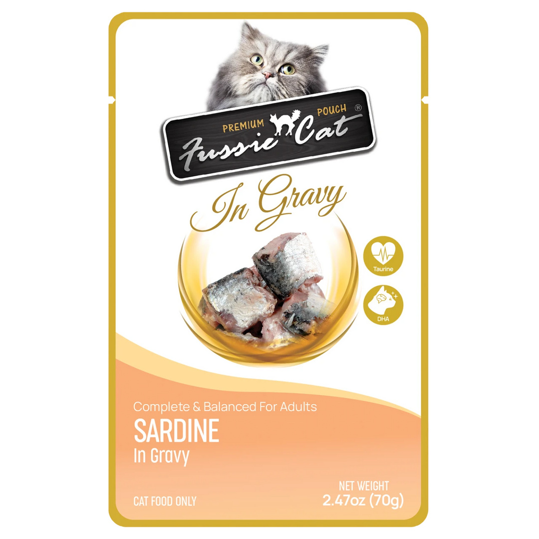 FUSSIE CAT PREMIUM SARDINE IN GRAVY POUCH 2.47OZ