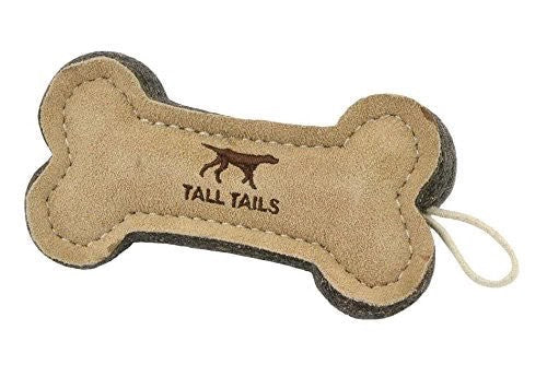 Tall Tails Dog bone Tug Natural Leather 6"