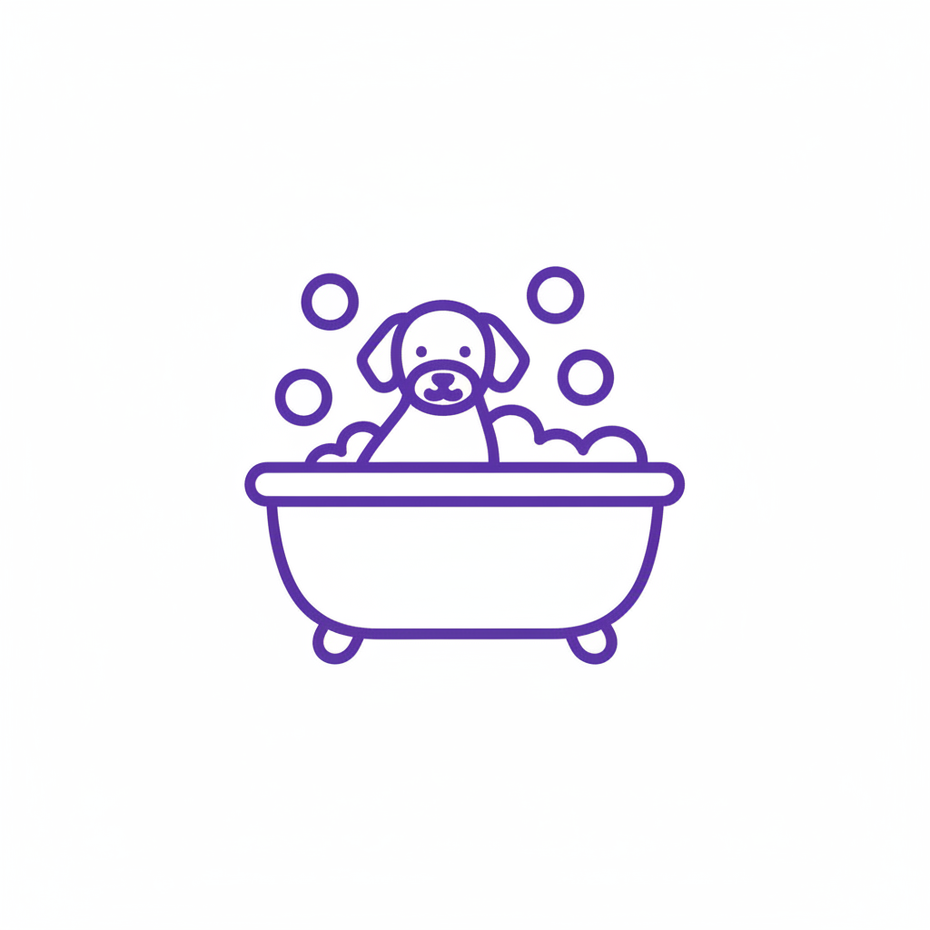 Dog in bathtub icon
