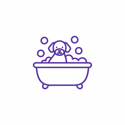 Dog in bathtub icon