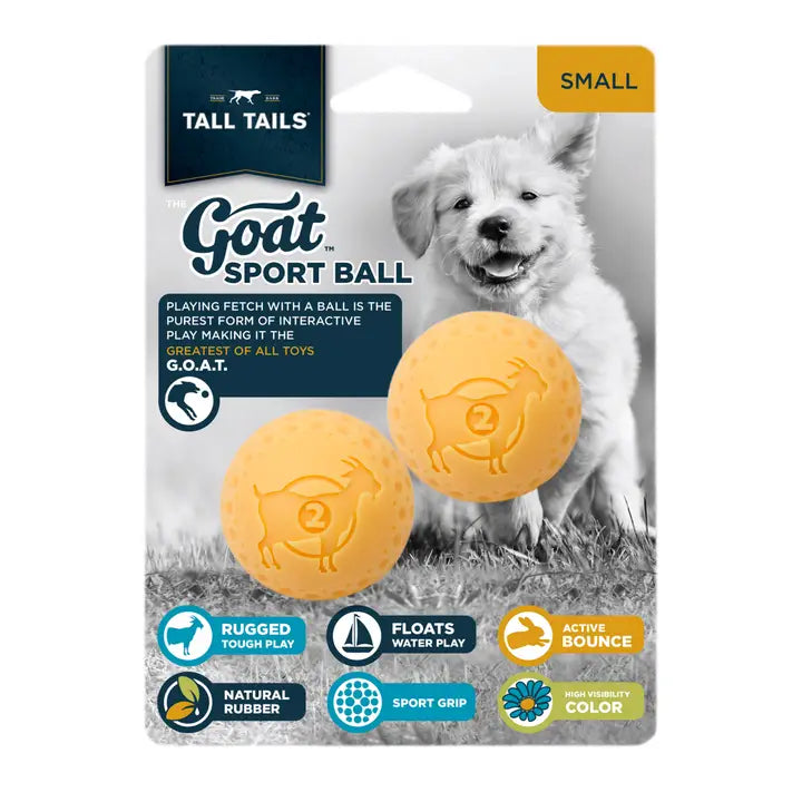Tall Tails Dog Goat Ball Yellow 2"