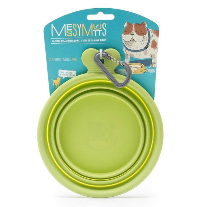 MESSY MUTTS DOG COLLAPSIBLE BOWL GREEN 3 CUP